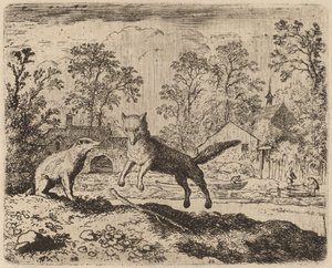 Grävlingen inför en bot på Reynard, förmodligen ca. 16451656. av Allart van Everdingen