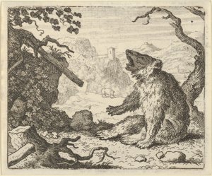 Björnen kallar Renard att framträda inför djurens råd, 1650-75. av Allart van Everdingen