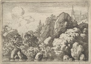 Kyrkan på kullen, 1600-talet. av Allart van Everdingen