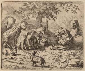 Lejonet söker råd, förmodligen c. 16451656. av Allart van Everdingen