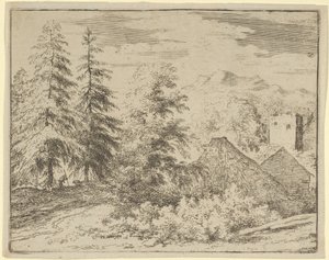 Mannen mellan de två granarna, 1600-talet. av Allart van Everdingen