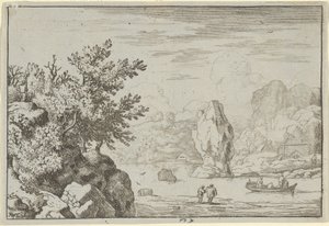 Klippan mitt i floden, 1600-talet. av Allart van Everdingen