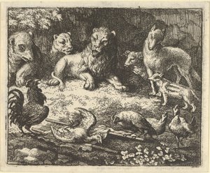 Tuppen anklagar Renard för att ha mördat sin kyckling, 1650-75. av Allart van Everdingen