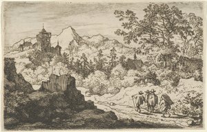 De tre männen och portvakten, 1600-talet. av Allart van Everdingen