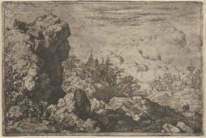 De tre resenärerna vid foten av High Rock, 1600-talet. av Allart van Everdingen
