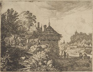 De två båtarna närmar sig en koja, 1600-talet. av Allart van Everdingen