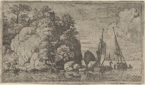 De två båtarna på floden, 1600-talet. av Allart van Everdingen