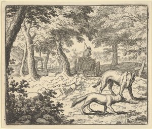 Vargen anklagar Renard för att äta fisken som han stal, 1650-75. av Allart van Everdingen