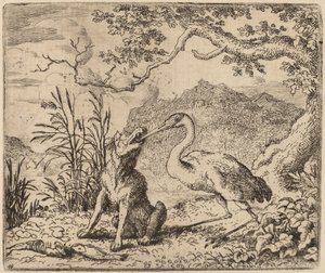 Vargen och tranan, förmodligen ca. 16451656. av Allart van Everdingen