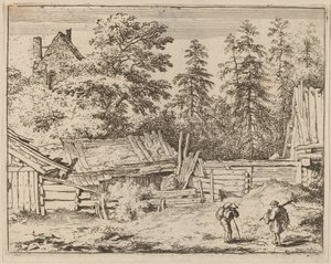Tre stugor, troligen ca. 16451656. av Allart van Everdingen