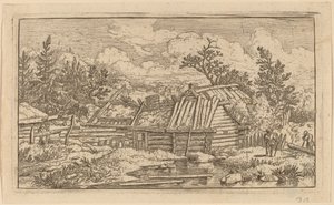 Två balkar som flyter i vattnet, troligen ca. 16451656. av Allart van Everdingen