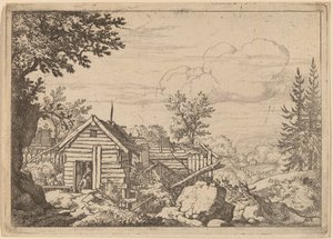 Två män i dörröppningen till en koja, förmodligen ca. 16451656. av Allart van Everdingen