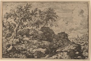 Två bönder sittande på en kulle, troligen ca. 16451656. av Allart van Everdingen