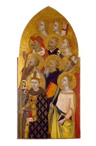 Saints and Angels, ca 1360-70 (tempera och bladguld på panel)