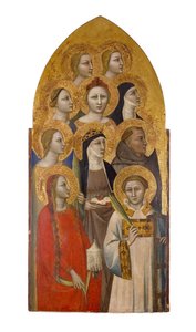 Saints and Angels, ca 1370 (tempera och bladguld på trä)