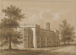 Tixall - Kapell i Tixall Hall: röd-sepia tvättteckning, nd [jul 1842]