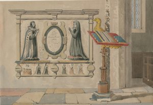 Wednesbury Church - Monument till Thomas och Eleanor Parkes: akvarellmålning, 23 mars 1843