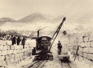 Byggandet av Worcheiner-tunnlarna, påbörjat 1897. foto 1905 (foto) av Alois Beer