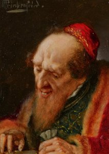 Handlare som räknar pengar av Alois Heinrich Priechenfried
