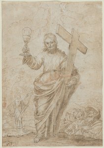 Kristus håller en kalk och ett kors, 1666. av Alonso Cano