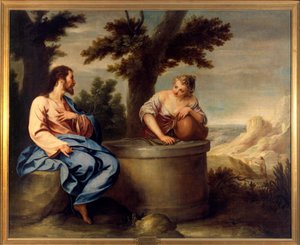 Kristus och samariten. Målning av Cano Alonso (1601-1667), ec. esp. av Alonso Cano