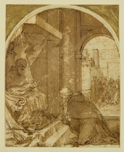 Paying Homage (penna & bläck & tvätt på papper) av Alonso Cano