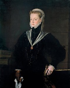 Porträtt av ärkehertiginnan Joanna av Österrike (1535-1573), prinsessan av Portugal - Målning av Alonso Sanchez Coello (1531-1588), olja på duk, ca 1557 (116x93,5 cm) - Porträtt av ärkehertiginnan Joanna av Österrike (15735-1535 ), prinsessan av Portugal,  av Alonso Sánchez Coello