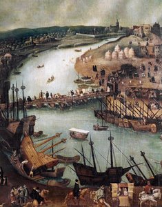 Staden Sevilla. Detaljhamn och kommersiella aktiviteter (målning, slutet av 1500-talet)