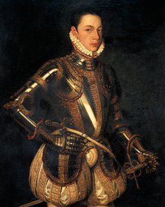 Porträtt av Alessandro Farnese (olja på duk) av Alonso Sánchez Coello