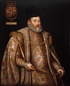 Porträtt av Filip II 1527-1598, kung av Spanien och Portugal, andra hälften av 1500-talet. av Alonso Sánchez Coello