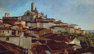 Siena, av Alfonso Hollaender (1845-1923), olja på duk på kartong, 31x51 5 cm av Alphons Hollaender