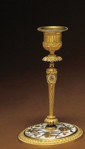 Ljusstake, från ett Napoleon III skrivbordsset i fyra delar, intarsia av Duvinage och Harinckouk, ca 1877