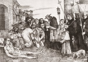 Pestoffer i Rom (gravyr) av Alphonse (after) Legros