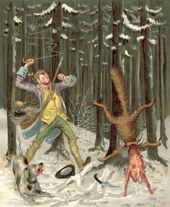 Baron Munchausens äventyr (chromolitho) av Alphonse Adolphe Bichard