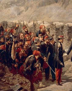Marskalk Patrice MacMahon med Zouaves i Malakoff av Alphonse Antoine Aillaud