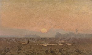 Soluppgång i Kempen (olja på duk) av Alphonse Asselbergs
