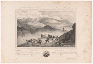 Soldater på kvällen före slaget vid Montenotte och porträtt av Amédée Emmanuel François Laharpe Combat de Montenotte (12 april 1796) (titel på objekt) Memories of the French Army (serietitel) Souvenirs des armées françaises (Camagnes d