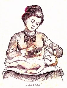 The Toilet of the Child - The Normal Life & Health av J. Rengade. Teckning av A. Demarle 1881 av Alphonse Demarle