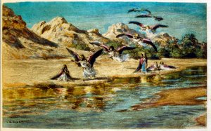 Illustration av Dinet från "Mirages" Scener av det arabiska livet. 1906. Mirages, Scénes De La Vie Arab illustrerades av Etienne Dinet med kommentarer av Silman Ben Ibrahim Bamer. Nasreddine Dinet föddes som Alphonse-Étienne Dinet; (1861-1929) var en frans av Alphonse Etienne Dinet
