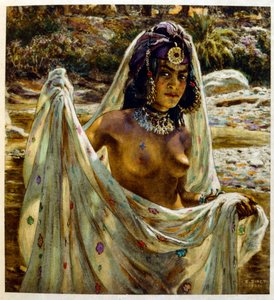 Illustration av Dinet från "Mirages" Scener av det arabiska livet. 1906. Mirages, Scénes De La Vie Arab illustrerades av Etienne Dinet med kommentarer av Silman Ben Ibrahim Bamer. Nasreddine Dinet föddes som Alphonse-Étienne Dinet; (1861-1929) var en frans