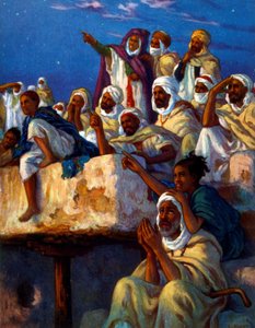 Illustration som visar araber vid bön under ramadanperioden. Av Nasreddine Dinet (Alphonse-Étienne Dinet). 1861 1929