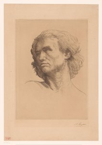 Huvudet av en man av Alphonse Legros (signed by artist)