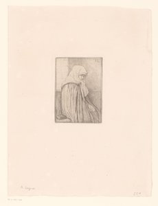 Bretonsk kvinna med huvudduk av Alphonse Legros
