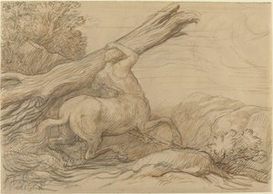 Kentaur som bär en trädstam av Alphonse Legros