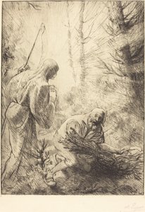 Döden och vedhuggaren, andra plattan (La mort et le bucheron) av Alphonse Legros