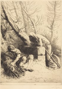 Döden och skogshuggaren, 4:e plåten (La mort et le bucheron) av Alphonse Legros