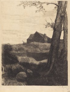 Farm with Large Tree (Gården med det stora trädet) av Alphonse Legros