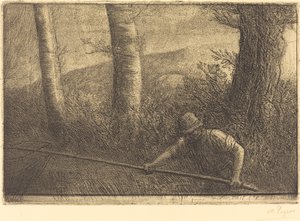 Fiskare med ett Hoop-nät La peche a la problem. av Alphonse Legros