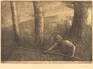 Fiskare med ett Hoop-nät La peche a la problem. av Alphonse Legros