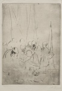 Fiskare på kajen i Boulogne av Alphonse Legros